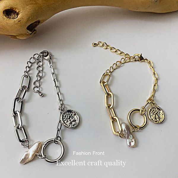 link, chain gaku korean natural pearl temperament cold wind metal design sense niche hand jewelry bracelet women, Black
link, chain gaku korean natural pearl temperament cold wind metal design sense niche hand jewelry bracelet women, Black
