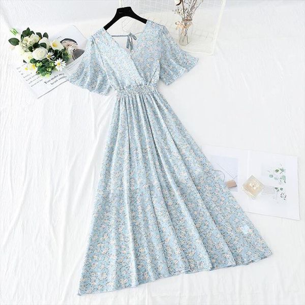 vintage floral print summer women dress short sleeve boho backless beach long v neck chiffon dresses robe, Black;gray
vintage floral print summer women dress short sleeve boho backless beach long v neck chiffon dresses robe, Black;gray