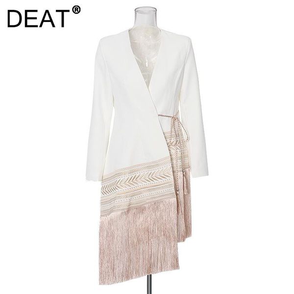 women's suits & blazers woman blazer tassel embroidery patchwork laceing v collar long sleeve high street style slim jacket 2022 summer, White;black
women's suits & blazers woman blazer tassel embroidery patchwork laceing v collar long sleeve high street style slim jacket 2022 summer, White;black