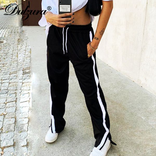 dulzura side stripe wide leg pants slit straight high waist loose streetwear 2021 autumn winter clothes sweatpants casual women, Black;white
dulzura side stripe wide leg pants slit straight high waist loose streetwear 2021 autumn winter clothes sweatpants casual women, Black;white