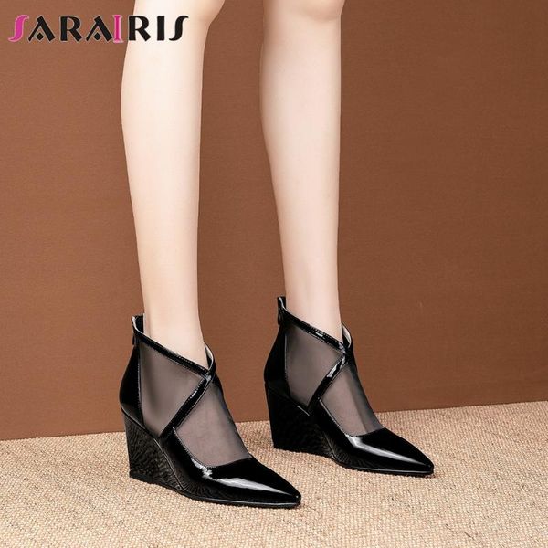 dress shoes sarairis female cool patent leather pumps breathable mesh women street mature pointed toe woman, Black
dress shoes sarairis female cool patent leather pumps breathable mesh women street mature pointed toe woman, Black