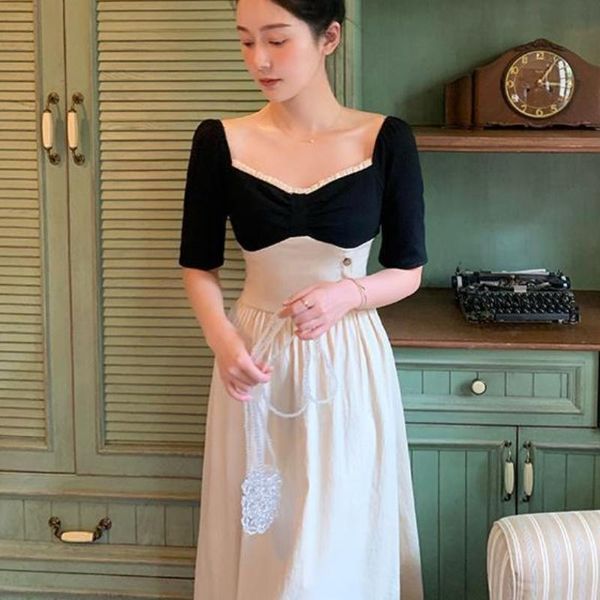 casual dresses french vintage dress women patchwork princess elegant sweet midi high waist summer slim party hepburn 2021, Black;gray
casual dresses french vintage dress women patchwork princess elegant sweet midi high waist summer slim party hepburn 2021, Black;gray