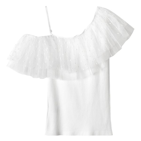 deat women white patchwork ruffles gauze wave point tank new slash neck sleeveless slim fit fashion tide summer 7e0340 210428
deat women white patchwork ruffles gauze wave point tank new slash neck sleeveless slim fit fashion tide summer 7e0340 210428