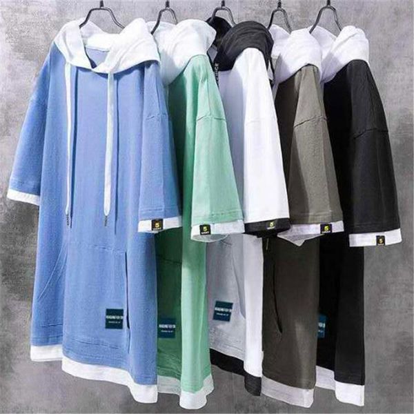 men's t-shirts fashion korean style cotton summer youth loose hooded trendy streetwear male solid pullover hoodies, White;black
men's t-shirts fashion korean style cotton summer youth loose hooded trendy streetwear male solid pullover hoodies, White;black