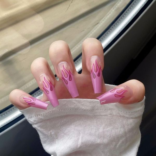 false nails 24pcs pink flame printed nail patch glue type removable super long paragraph fashion manicure sticker, Red;gold
false nails 24pcs pink flame printed nail patch glue type removable super long paragraph fashion manicure sticker, Red;gold