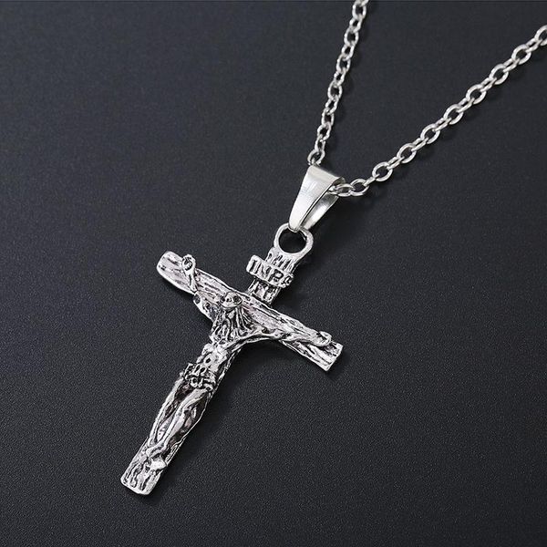 pendant necklaces vintage men women jesus cross stainless steel crucifix link chain jewelry, Silver
pendant necklaces vintage men women jesus cross stainless steel crucifix link chain jewelry, Silver