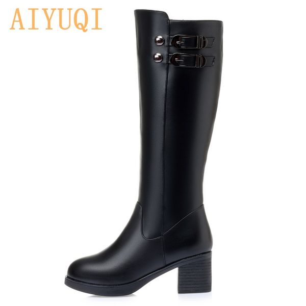 women winter boots genuine leather 2021 new wool warm trend women high boots mid-heel large size long riding boots, Black
women winter boots genuine leather 2021 new wool warm trend women high boots mid-heel large size long riding boots, Black