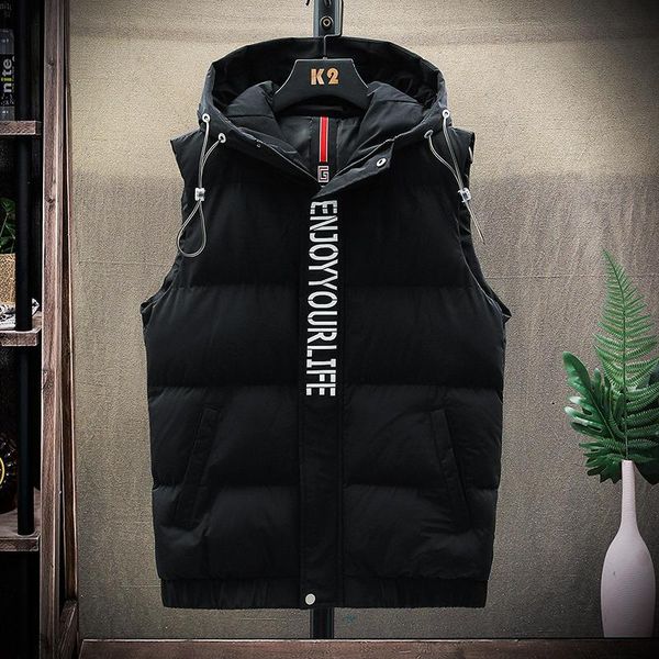 vest men's jacket winter trend warmth thick down cotton hooded youth leisure vests, Black;white
vest men's jacket winter trend warmth thick down cotton hooded youth leisure vests, Black;white