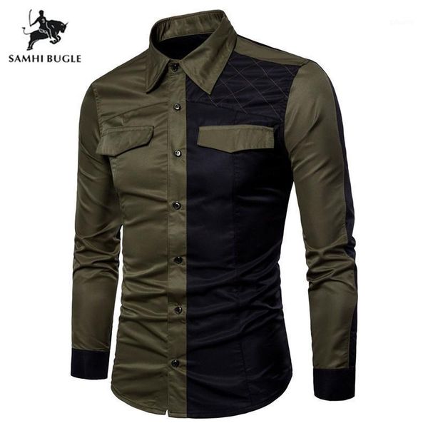 armygreen men long sleeve shirt cotton spring autumn business breakout casual game stitching chemise homme men's shirts, White;black
armygreen men long sleeve shirt cotton spring autumn business breakout casual game stitching chemise homme men's shirts, White;black