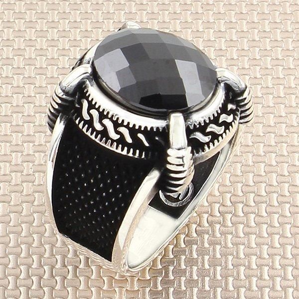 cluster rings oxidized round black zircon stone men silver ring with symmetrical motif solid 925 sterling, Golden;silver
cluster rings oxidized round black zircon stone men silver ring with symmetrical motif solid 925 sterling, Golden;silver