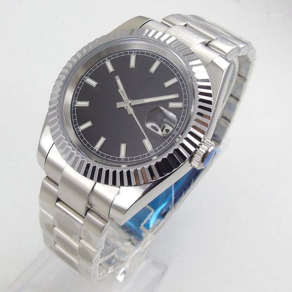 wristwatches 40mm black sterile dial sapphire glass mechanical date 21 jewels miyota 8215 automatic men's wristwatch, Slivery;brown
wristwatches 40mm black sterile dial sapphire glass mechanical date 21 jewels miyota 8215 automatic men's wristwatch, Slivery;brown