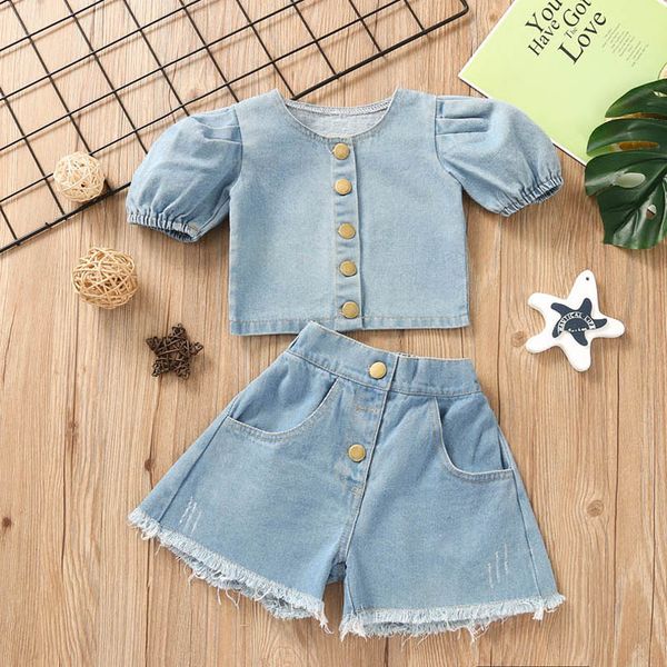 kids clothing sets girls outfits baby clothes children suit wear summer short sleeve denim shorts 2pcs b6744, White
kids clothing sets girls outfits baby clothes children suit wear summer short sleeve denim shorts 2pcs b6744, White