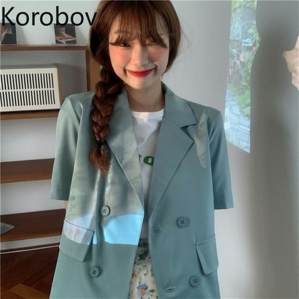 korobov summer vintage solid coats korean turn-down collar short sleeve female jackets pockets ol casual chaqueter mujer 210430, Black;brown
korobov summer vintage solid coats korean turn-down collar short sleeve female jackets pockets ol casual chaqueter mujer 210430, Black;brown