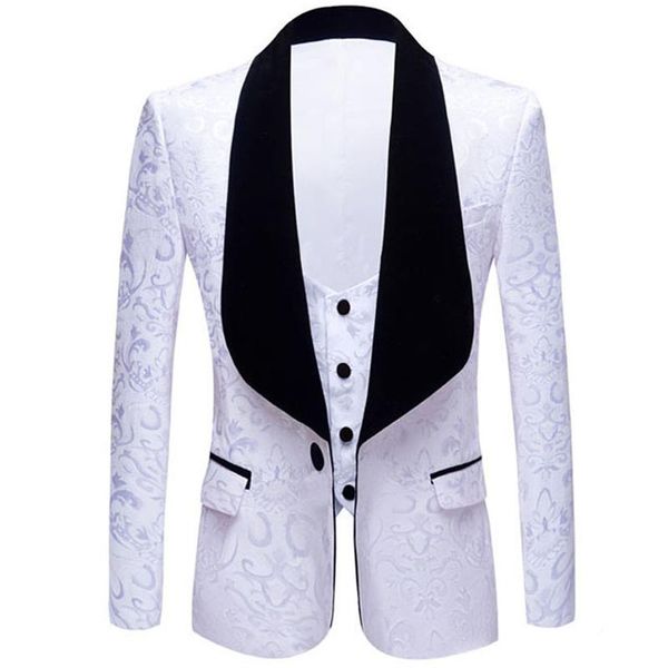 men's suits & blazers white jacquard blazer 2 piece vest men casual slim shawl lapel suit wedding stage singer performance costume homm, White;black
men's suits & blazers white jacquard blazer 2 piece vest men casual slim shawl lapel suit wedding stage singer performance costume homm, White;black
