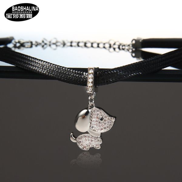 baosalina classic zodiac neck chain korean pendant dog clavicle black leather rope necklace, Silver 
baosalina classic zodiac neck chain korean pendant dog clavicle black leather rope necklace, Silver