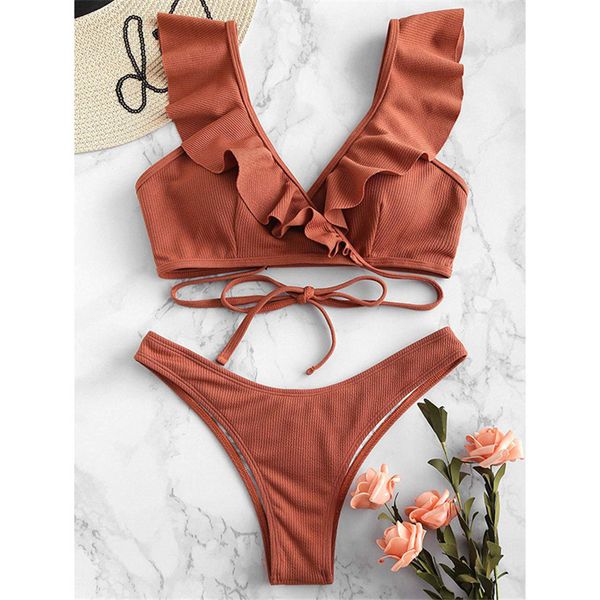 2021 swimwear women halter push up bikini set ruffle edge swimsuit bandage swimming suit brazilian biquini female beachwear
2021 swimwear women halter push up bikini set ruffle edge swimsuit bandage swimming suit brazilian biquini female beachwear