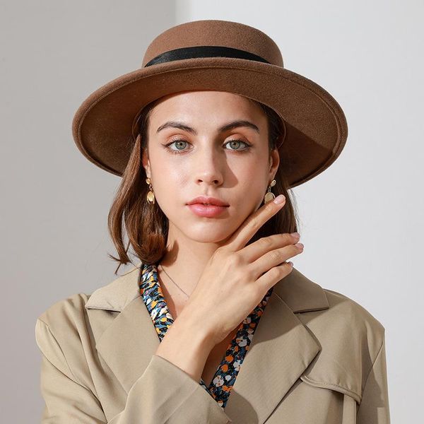 stingy brim hats wool felt women fedora panama caps fall winter keep warm sunscreen sunbonnet hat ladies fashion jazz cap, Blue;gray
stingy brim hats wool felt women fedora panama caps fall winter keep warm sunscreen sunbonnet hat ladies fashion jazz cap, Blue;gray