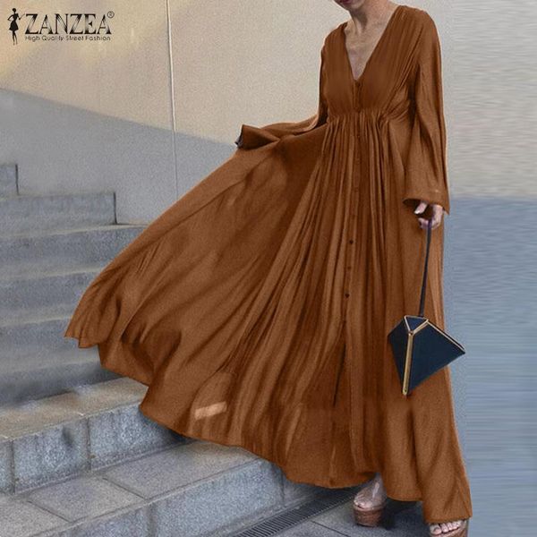 casual dresses zanzea women shirt dress 2021 spring sundress elegant female v neck long sleeve solid maxi vestidos femme robe oversized, Black;gray
casual dresses zanzea women shirt dress 2021 spring sundress elegant female v neck long sleeve solid maxi vestidos femme robe oversized, Black;gray