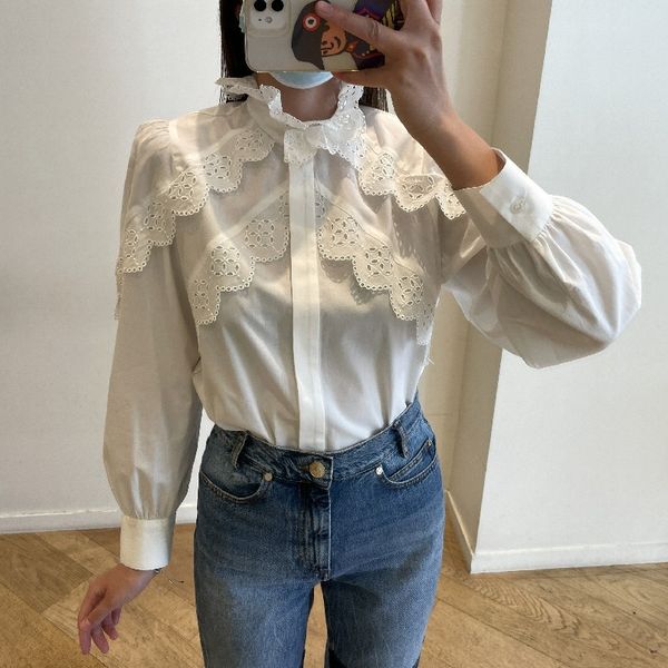women's blouses & shirts hollow lac out female shirt collar solid color casual tempers ladies long spring blouse fall djyu, White
women's blouses & shirts hollow lac out female shirt collar solid color casual tempers ladies long spring blouse fall djyu, White