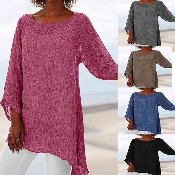 women's t-shirt t-shirts casual plus size cotton soft solid color linen o-neck long sleeve irregular tunic for clothing zcvd, White
women's t-shirt t-shirts casual plus size cotton soft solid color linen o-neck long sleeve irregular tunic for clothing zcvd, White