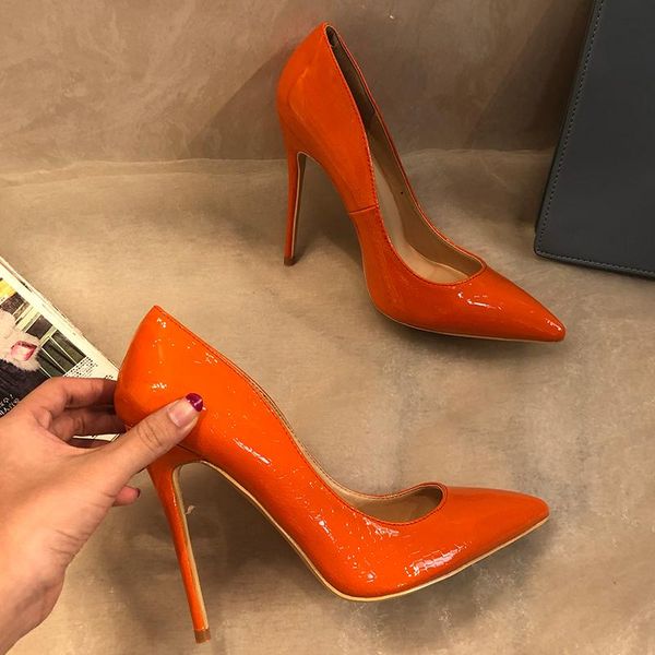 fashion orange patent leather poined toe stiletto high heel shoe pump high-heeled dress shoes, Black
fashion orange patent leather poined toe stiletto high heel shoe pump high-heeled dress shoes, Black