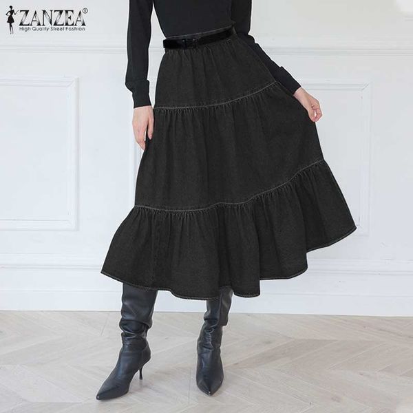 skirt denim blue women's 2021 spring ruffle casual solid elastic waist bottoms maxi long skirts oversized 5xl, Black
skirt denim blue women's 2021 spring ruffle casual solid elastic waist bottoms maxi long skirts oversized 5xl, Black