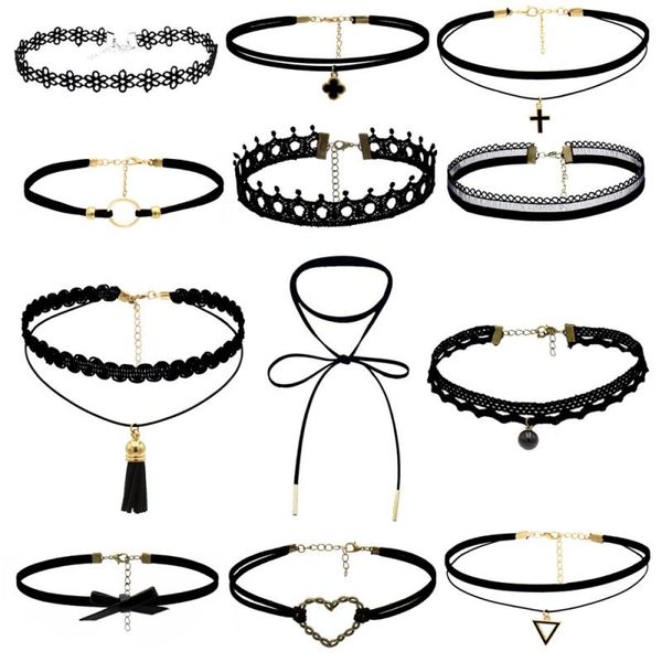 pendant necklaces yosee 12pcs fashion jewelry bohemian gothic tattoo choker set for women black lace long necklace female, Silver
pendant necklaces yosee 12pcs fashion jewelry bohemian gothic tattoo choker set for women black lace long necklace female, Silver