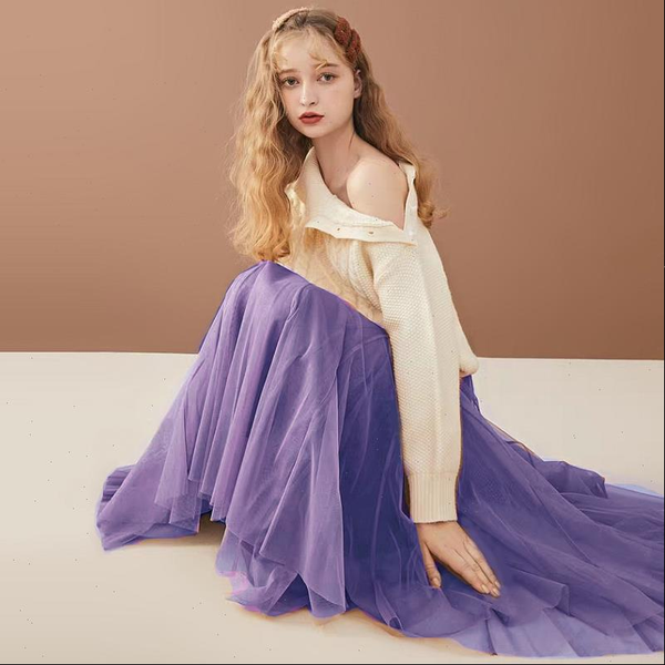 spring summer extra long women skirt mesh vintage expansion violet purple tulle elastic waist beach travel big swing skirts, Black
spring summer extra long women skirt mesh vintage expansion violet purple tulle elastic waist beach travel big swing skirts, Black
