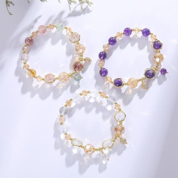 charm bracelets lovoacc statement 3 styles pink purple transparent crystal for women girls shiny beaded accessories, Golden;silver
charm bracelets lovoacc statement 3 styles pink purple transparent crystal for women girls shiny beaded accessories, Golden;silver