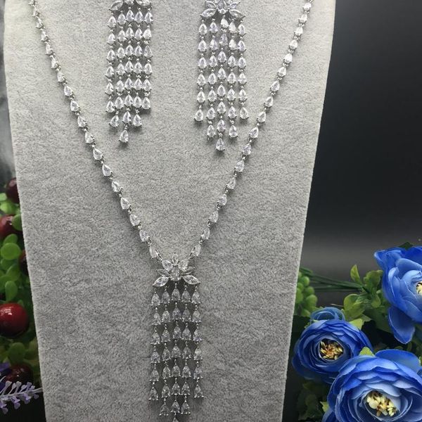 earrings & necklace 2pcs bridal zirconia full jewelry sets for women party, luxury dubai nigeria cz crystal wedding, Silver
earrings & necklace 2pcs bridal zirconia full jewelry sets for women party, luxury dubai nigeria cz crystal wedding, Silver