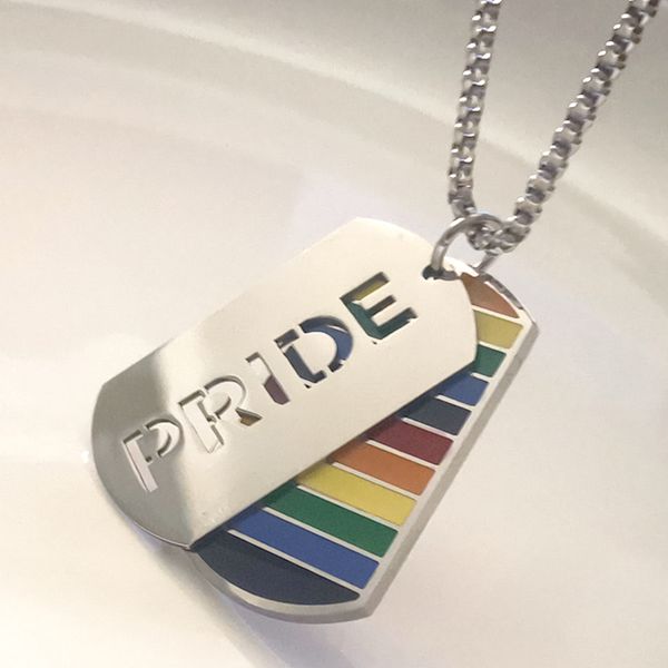 one set pride rainbow dog tags pendant necklaces charms stainless steel jewelry-gay and lesbian gifts 3mm 24 inch dhib, Silver
one set pride rainbow dog tags pendant necklaces charms stainless steel jewelry-gay and lesbian gifts 3mm 24 inch dhib, Silver