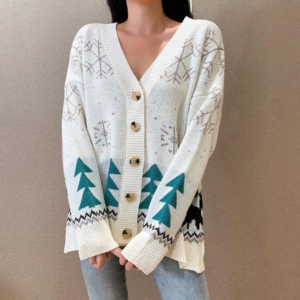 paris girl winter kerst cardigan loose christmas snowflake pattern sweater coat women v neck knitted jacket 210524, White
paris girl winter kerst cardigan loose christmas snowflake pattern sweater coat women v neck knitted jacket 210524, White