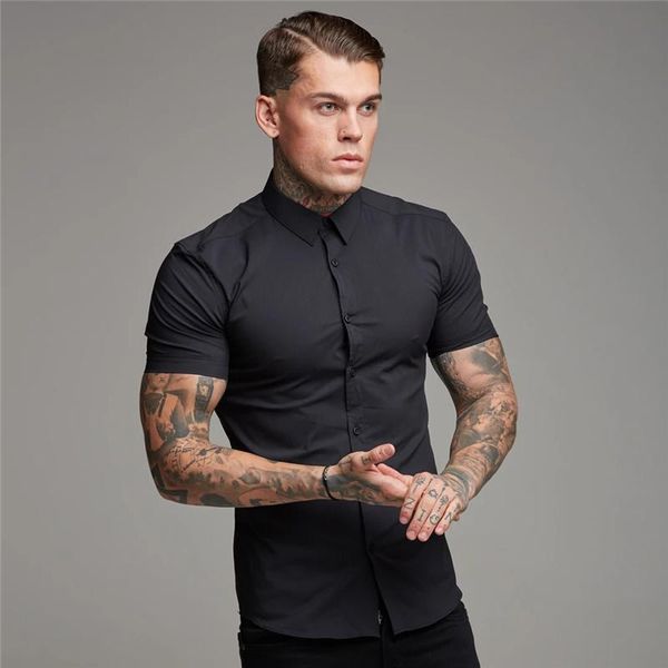 men's casual shirts social shirt formal business solid color classic button short sleeve pocketless dress, White;black
men's casual shirts social shirt formal business solid color classic button short sleeve pocketless dress, White;black
