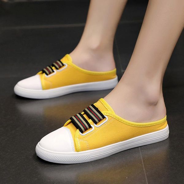 slippers 2021 spring women's canvas shoes elastic band round head flat with candy color lazy half drag women, Black
slippers 2021 spring women's canvas shoes elastic band round head flat with candy color lazy half drag women, Black