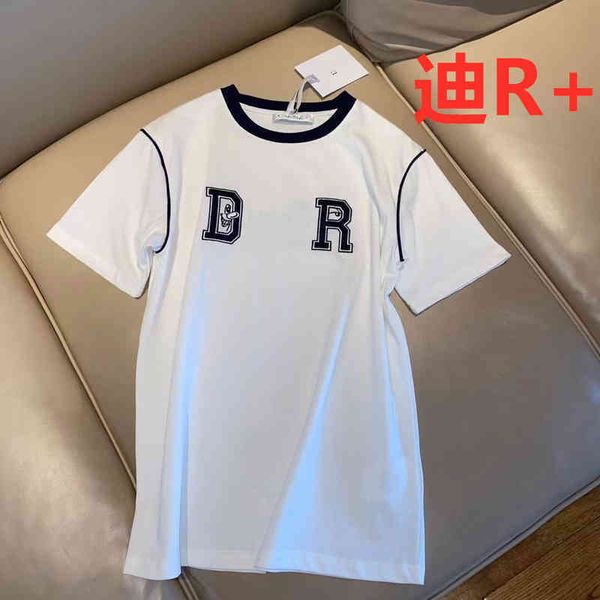 2022 factory wholesale new di r + summer letter embroidery neckline color contrast short sleeve refreshing skin friendly women's casual, White
2022 factory wholesale new di r + summer letter embroidery neckline color contrast short sleeve refreshing skin friendly women's casual, White