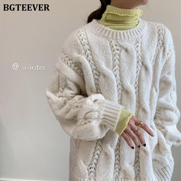 women's sweaters bgteever winter thick warm female twisted striped knitting long sleeve all-match loose casual white women sweater jum, White;black
women's sweaters bgteever winter thick warm female twisted striped knitting long sleeve all-match loose casual white women sweater jum, White;black
