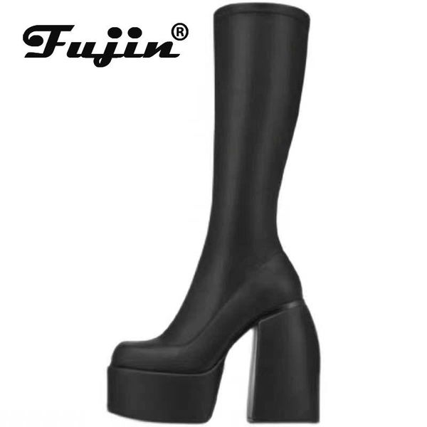 boots fujin genuine leather women winter square high heels platform shoes woman black brown zipper knee 
boots fujin genuine leather women winter square high heels platform shoes woman black brown zipper knee