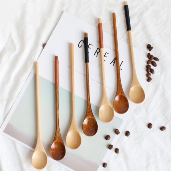 

spoons wooden large long handled spoon kids wood rice soup dessert coffee tea mixing tableware 20 x 2.8x 1 cm