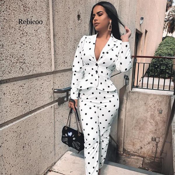 two piece dress women outfits v neck long sleeve blazer and pencil pant white dot office lady 2 set wholesale
two piece dress women outfits v neck long sleeve blazer and pencil pant white dot office lady 2 set wholesale