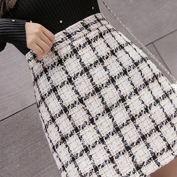 womens skirt korean high waist tweed autumn winter thickened plaid woolen mini mujer faldas drop, Black
womens skirt korean high waist tweed autumn winter thickened plaid woolen mini mujer faldas drop, Black