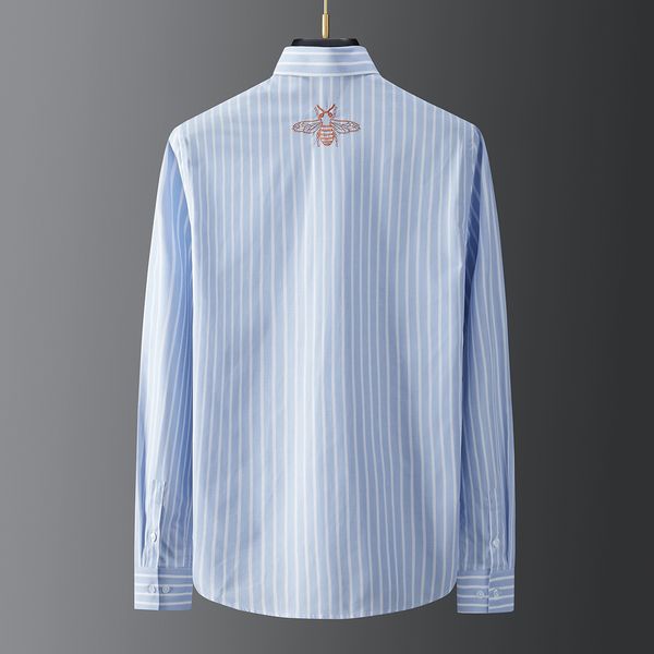 business shirt deluxe and fashion trend blue and white stripe cotton men's casual long sleeve back bee embroidery slim fit, White;black
business shirt deluxe and fashion trend blue and white stripe cotton men's casual long sleeve back bee embroidery slim fit, White;black