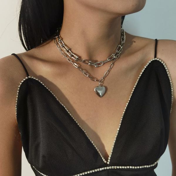 chains simple metal heart punk joker geometry creative u-shaped button handmade multi-layer pendant necklaces for woman, Silver
chains simple metal heart punk joker geometry creative u-shaped button handmade multi-layer pendant necklaces for woman, Silver
