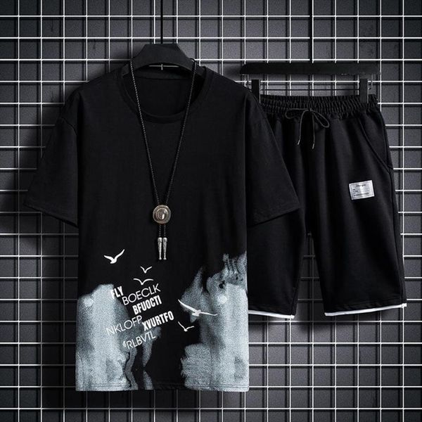 birds printed short sleeve mens tracksuit o neck t shirt drawstring shorts sports suit sportswear set activewear jogging, Gray
birds printed short sleeve mens tracksuit o neck t shirt drawstring shorts sports suit sportswear set activewear jogging, Gray