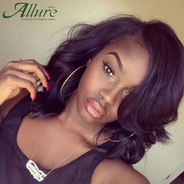 lace wigs short wavy bob human hair for black women natural side part front wig water wave pre plucked brazilian allure, Black;brown
lace wigs short wavy bob human hair for black women natural side part front wig water wave pre plucked brazilian allure, Black;brown