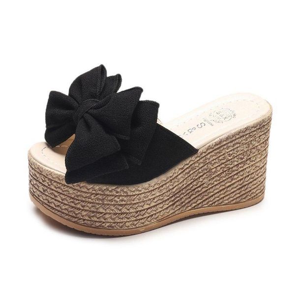 sandals bowknot women summer platform slippers high heels wedge slides ladies thick bottom outdoor holiday beach shoes, Black
sandals bowknot women summer platform slippers high heels wedge slides ladies thick bottom outdoor holiday beach shoes, Black