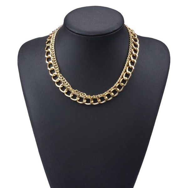 fashion gold double layer metal chain link choker necklace women vintage punk statement chokers necklaces jewelry, Golden;silver
fashion gold double layer metal chain link choker necklace women vintage punk statement chokers necklaces jewelry, Golden;silver
