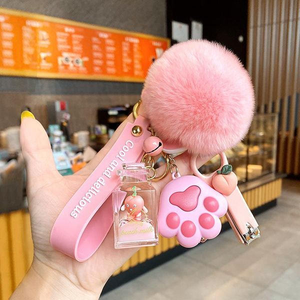 keychains creative bottle car keychain accessories cute fur ball key ring bag pendant female calculator nail clipper decoration, Silver
keychains creative bottle car keychain accessories cute fur ball key ring bag pendant female calculator nail clipper decoration, Silver
