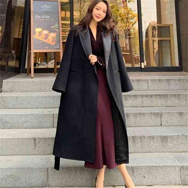women cashmere long coat elegant turn down collar woolen with belt open stitch design winter warm casaco feminino 210603, Black
women cashmere long coat elegant turn down collar woolen with belt open stitch design winter warm casaco feminino 210603, Black