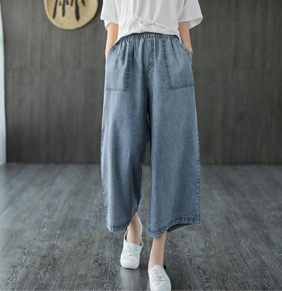 women's jeans fairynatural vintage women elastic waist loose wide leg trousers 2021 female casual pocket retro denim pants summer autum, Blue
women's jeans fairynatural vintage women elastic waist loose wide leg trousers 2021 female casual pocket retro denim pants summer autum, Blue