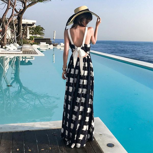 summer dress women clothes retro plus size loose v-neck beach long plaid backless sleeveless strap dresses casual, Black;gray
summer dress women clothes retro plus size loose v-neck beach long plaid backless sleeveless strap dresses casual, Black;gray